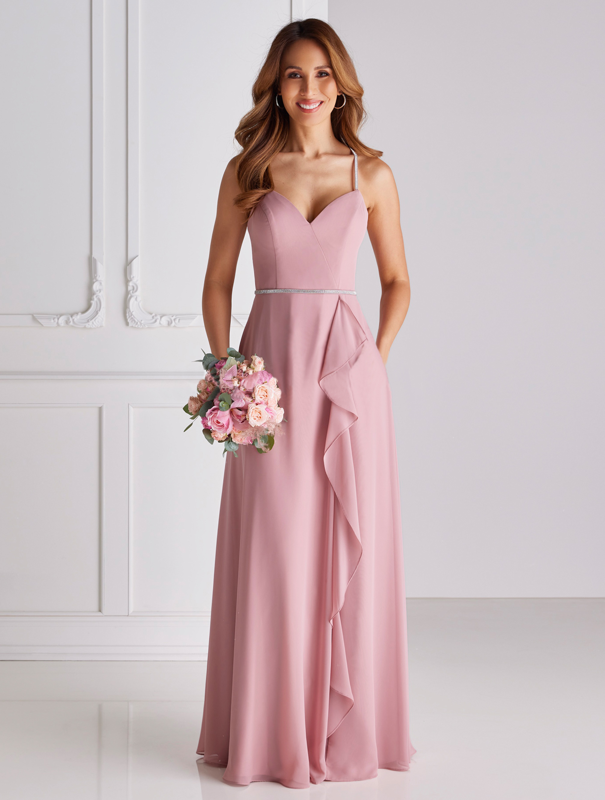 Chiffon-Abendkleid-Lehan-altrosa-mit-Strassgurt-zu-kaufen-bei-Samyra-Fashion-Z-rich Abendkleid Lehan (altrosa)