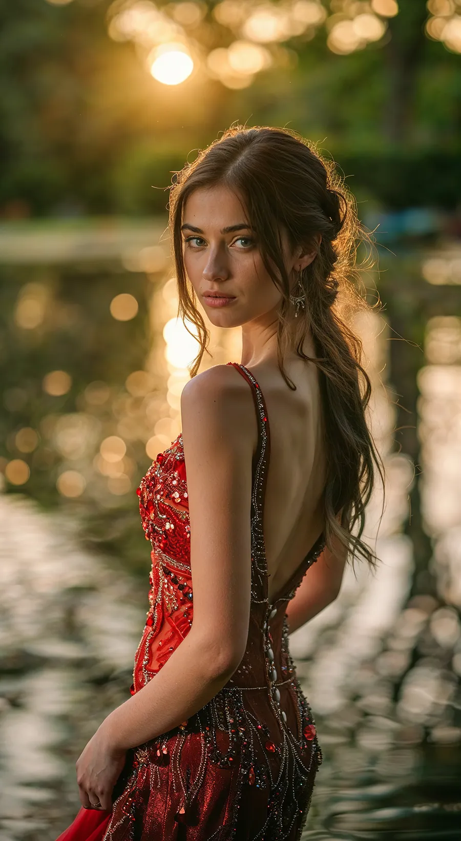 Trauzeugin in rotem Abendkleid Trauzeugin in rotem Abendkleid