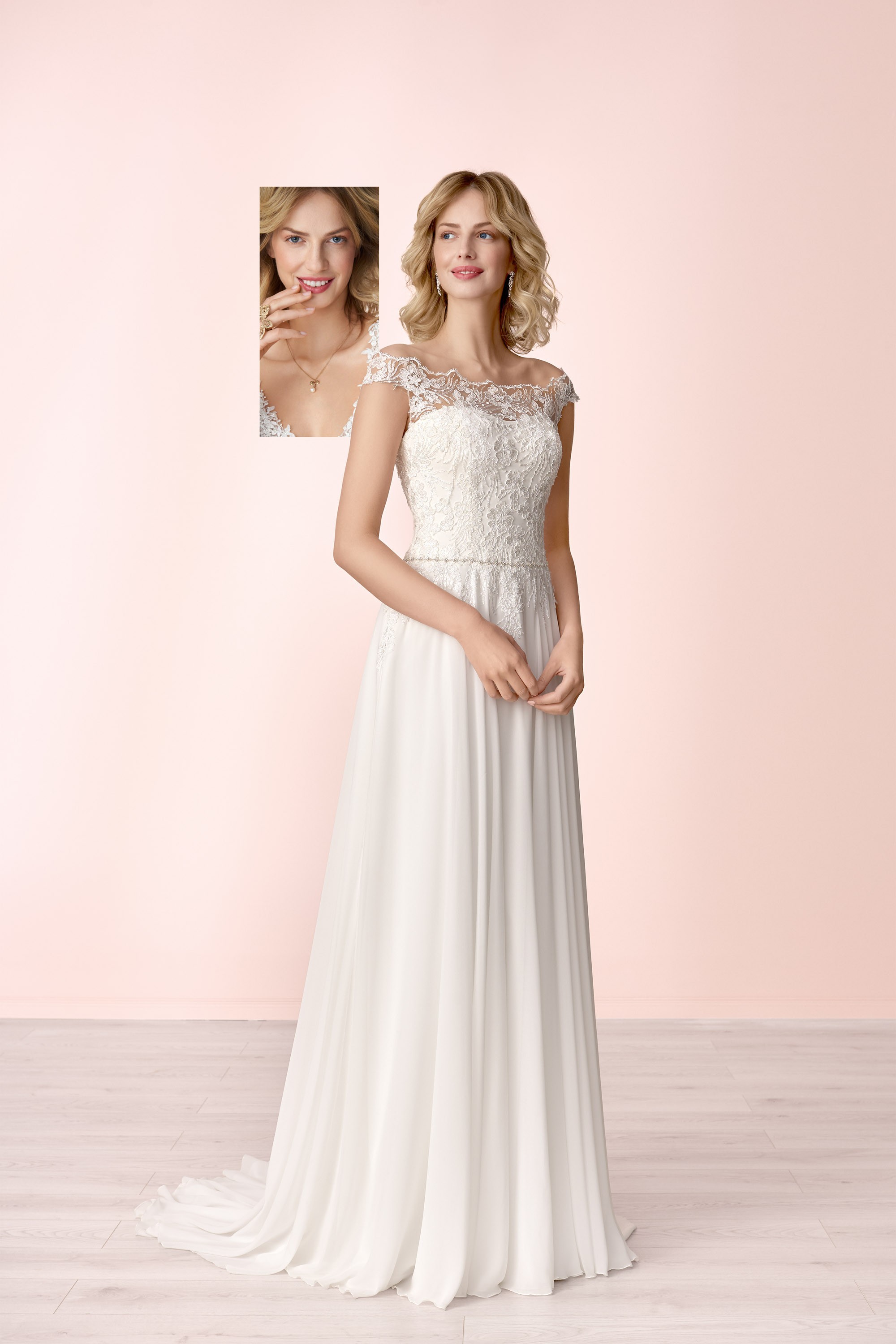 Brautkleid-Edna-Copy-von-Samyra-FashionxJrulEWvnvWEc Brautkleid Aurora Gr. 38 aus Chiffon und Spitze (elfenbeinfarben)