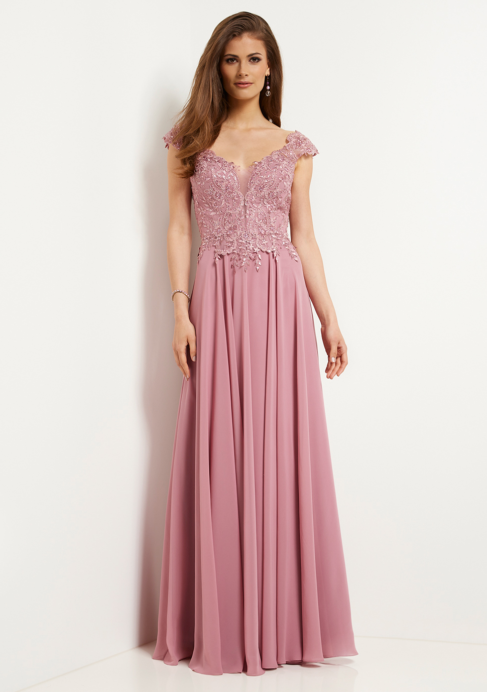 Spitzen-Abendkleid-Lassia-mit-Schultern-rmeln-altrosa Abendkleid Lassia (altrosa)
