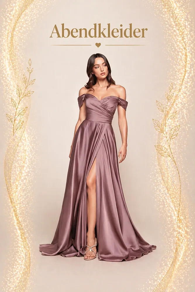 Langes elegantes Abendkleid in Rosé mit Schlitz und fliessendem Stoff – Festmode und Abendkleider in Zürich