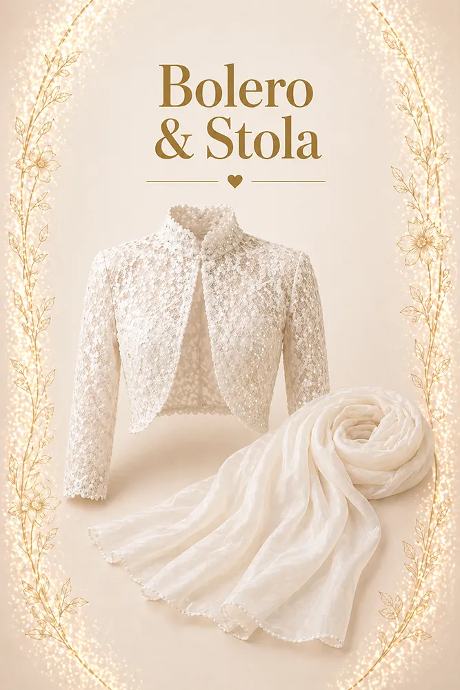 Spitzen Bolero und leichte Stola in Weiss – elegante Braut Accessoires für Hochzeiten in Zürich