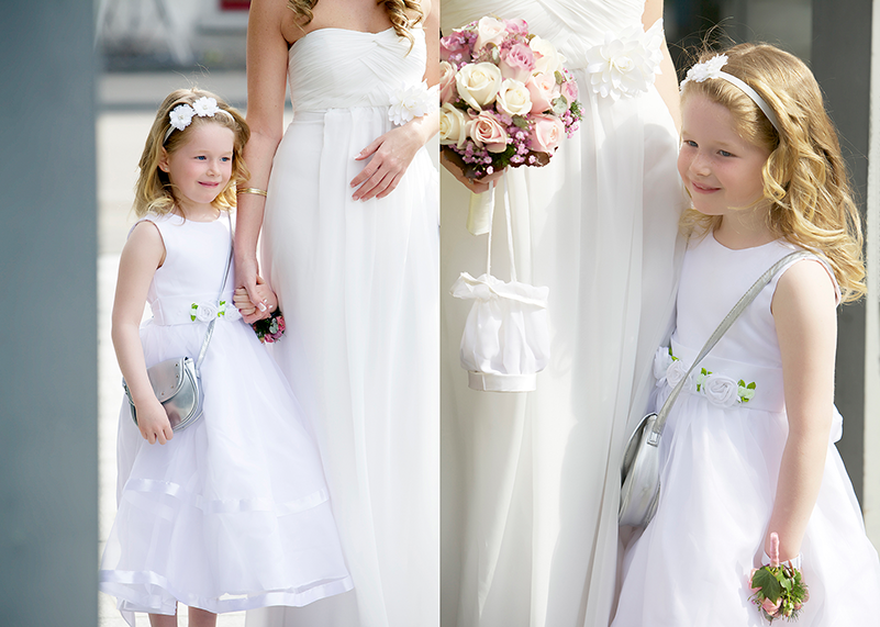 Blumenmädchen an Hochzeit Blumenmädchen an Hochzeit im weissen Kleid